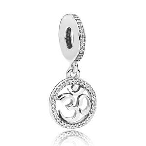 Authentic Pandora Retired ‘OM Symbol’ S925 Ale CZ Dangle Charm